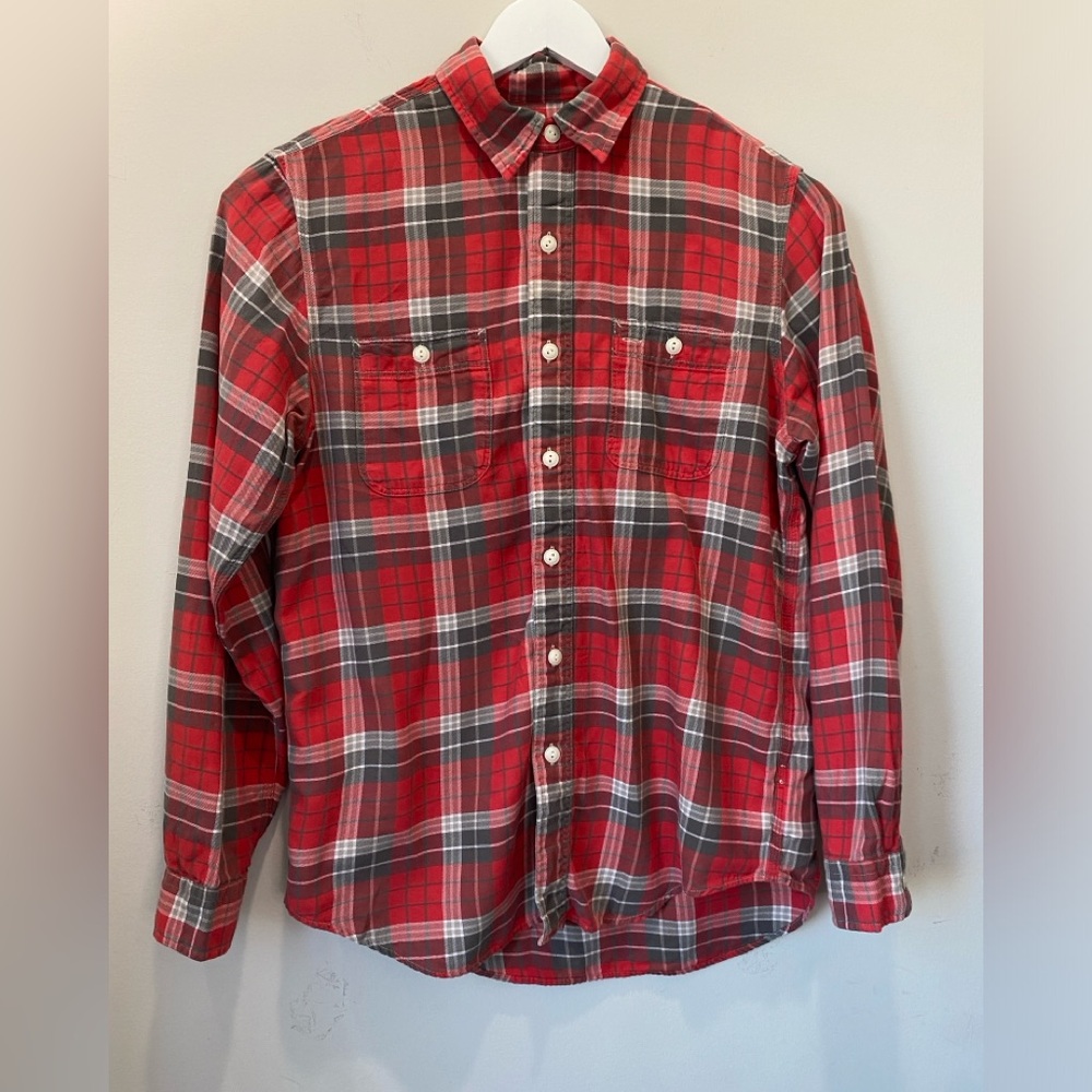 Polo Ralph Lauren Lightweight LS Flannel Shirt MED Red Gray Plaid Gorp/cabincore